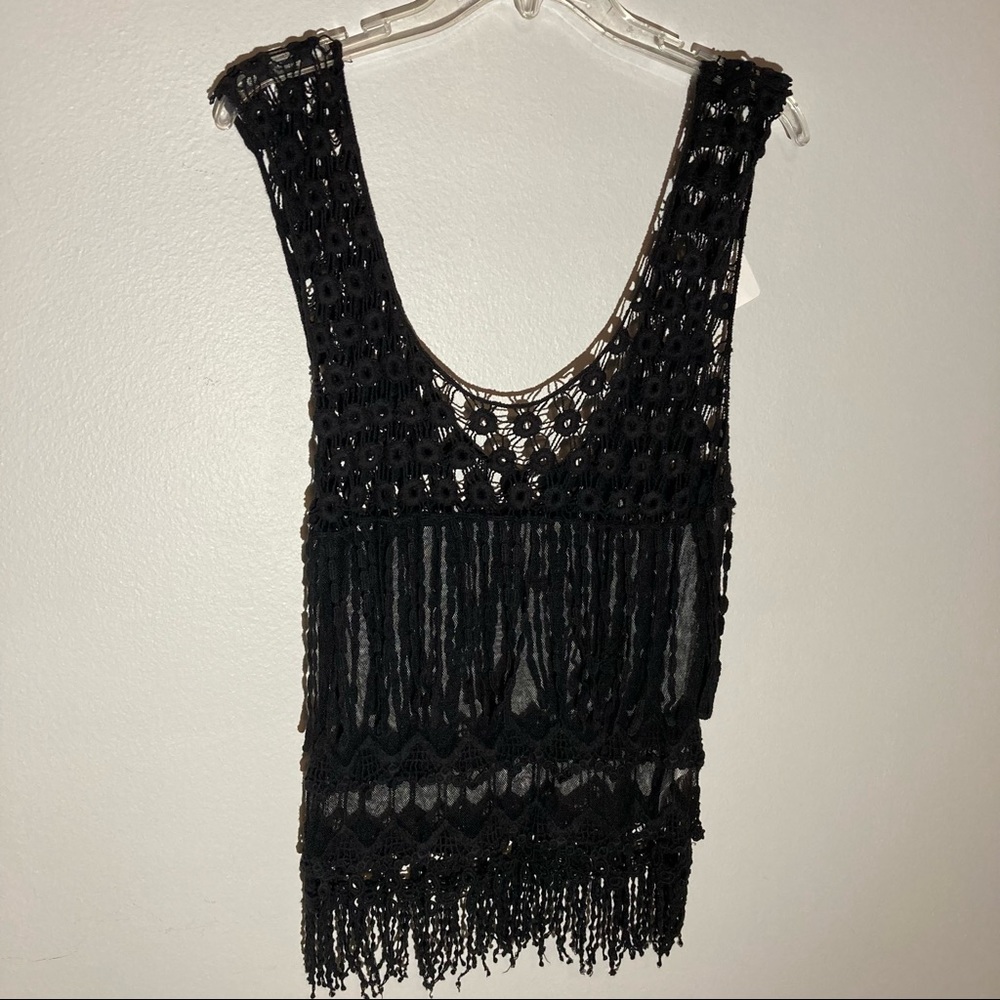 Crochet Lace Fringe Boho Fancy Top